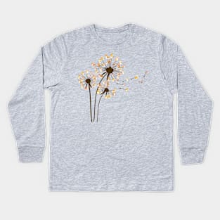 Corgi Flower Fly Dandelion Funny Dog Lover Kids Long Sleeve T-Shirt